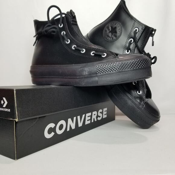 Converse Women's CTAS Lift Leather Platform Hi Tops Size 7.5 Black A12476C NWT - Picture 1 of 9